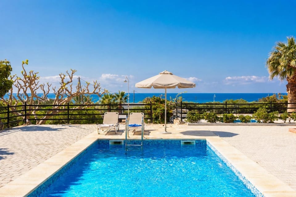 Private pool and terrace with sea views