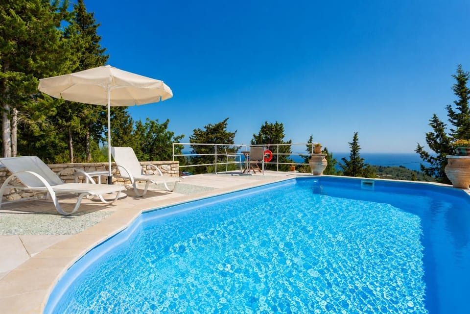 Private pool and terrace with sea views