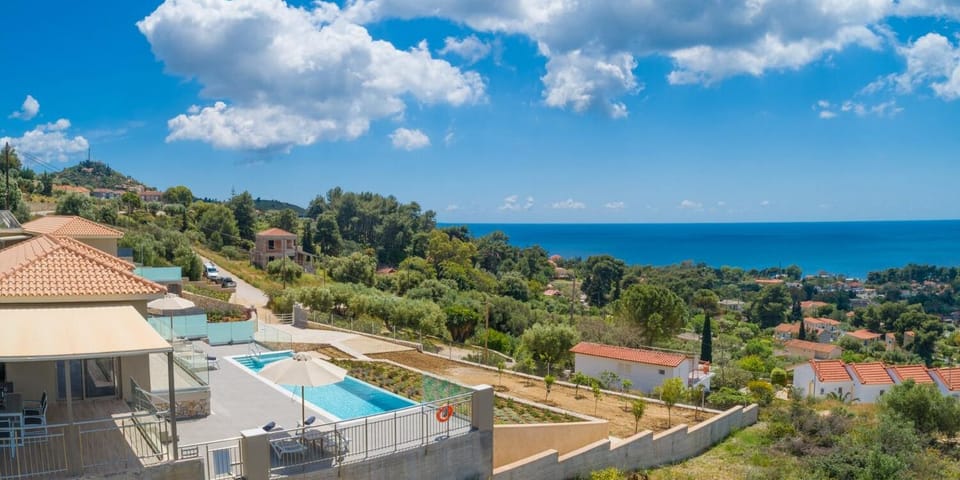 Private infinity pool and terrace with panoramic sea views