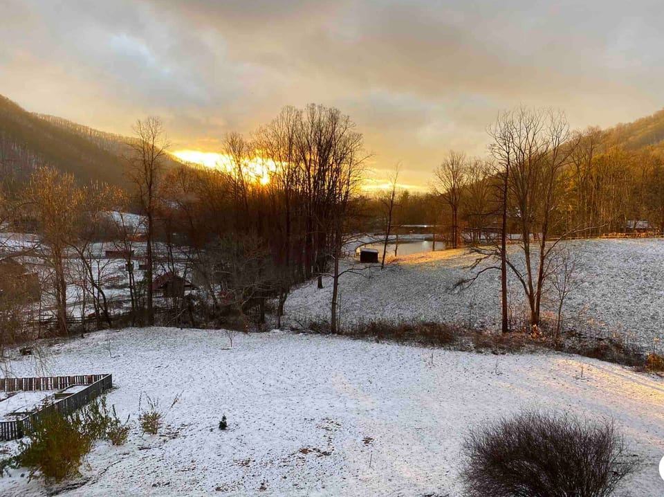 View from fire pit in the winter.