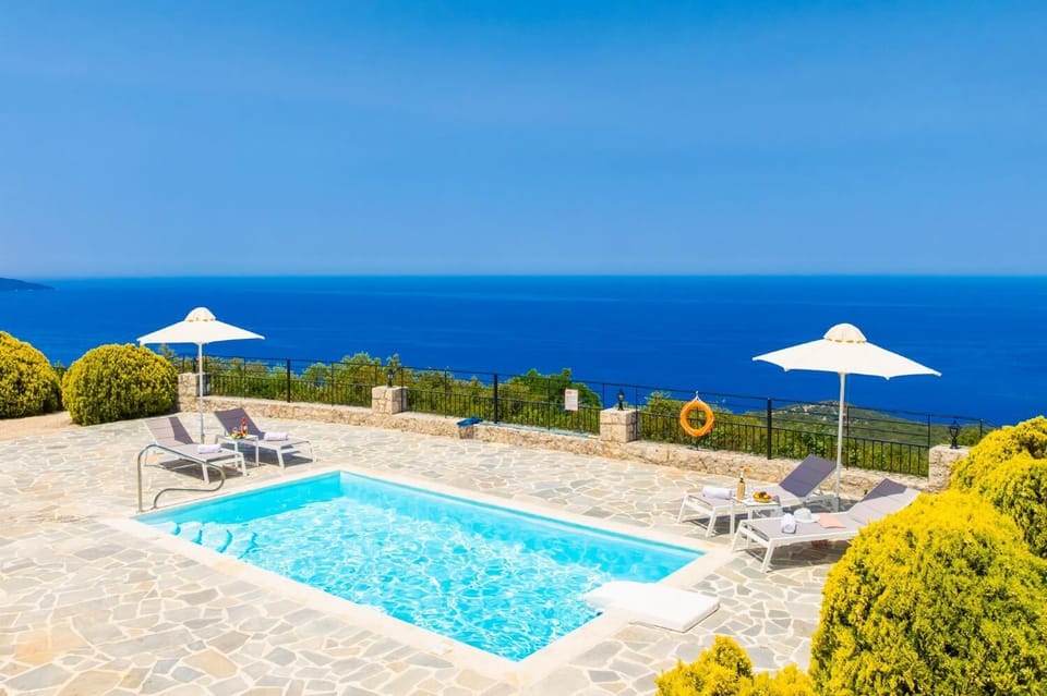 Private pool and terrace with panoramic sea views