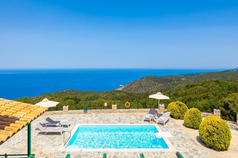 Private pool and terrace with panoramic sea views
