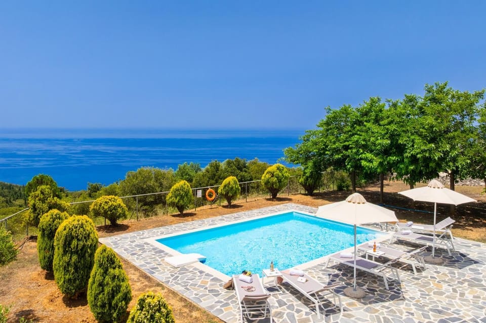 Private pool and terrace with panoramic sea views