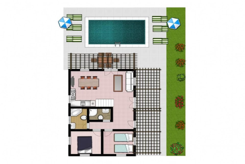 Aerial view showing location of Nafsika Beach House
