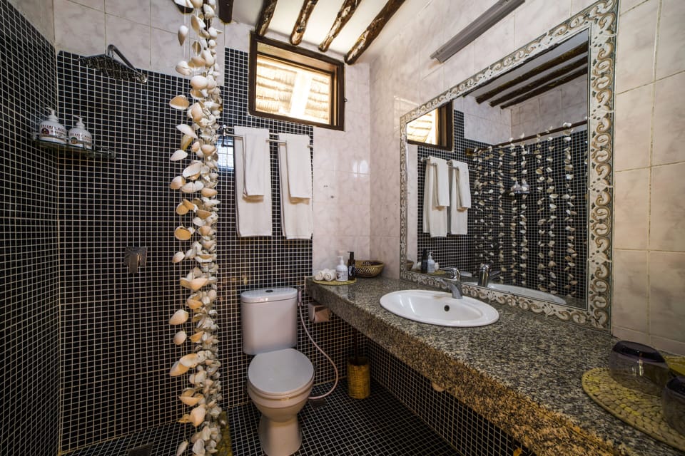 Shower, free toiletries, hair dryer, bathrobes