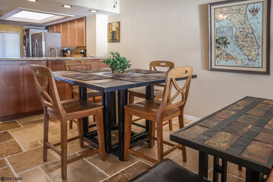 Dining Area has a high table for 4