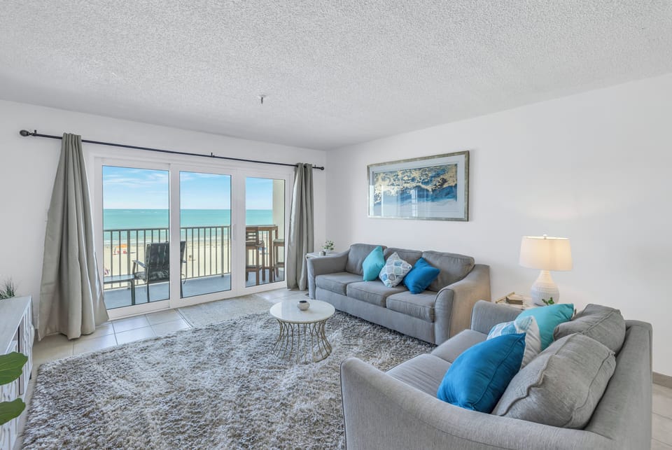 Main living room over looking the beach