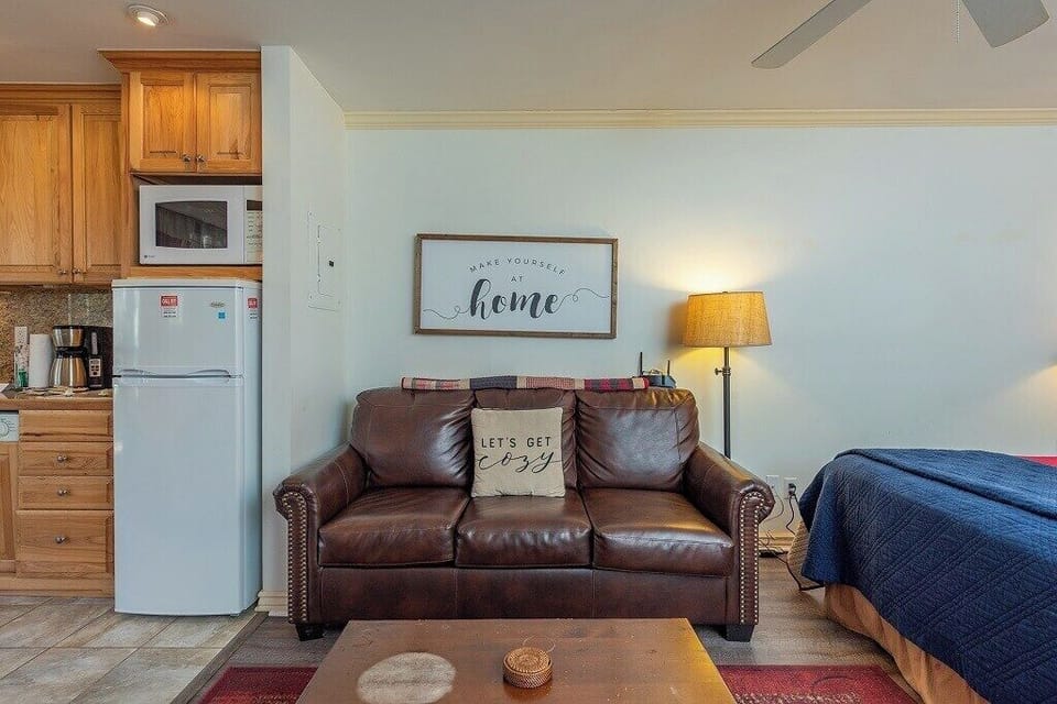 Comfy sleeper sofa for guests.