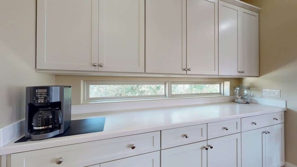 Lovely coffee nook with plenty of room for your vacation kitchen items.