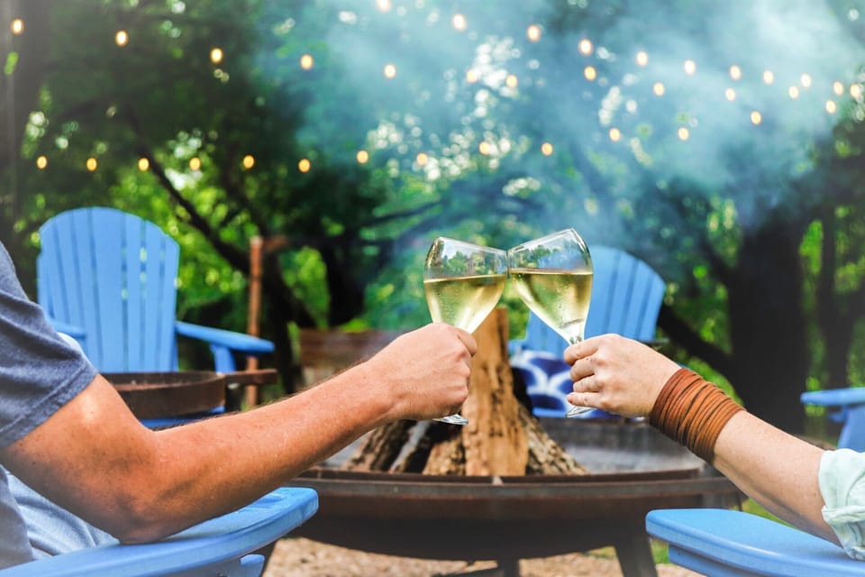 Cheers !!! Sitting around the fire pit.