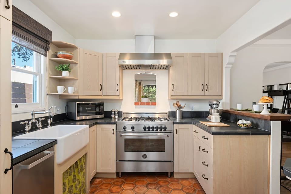 Kitchen is outfitted with everything the home chef needs to whip up delightful meals