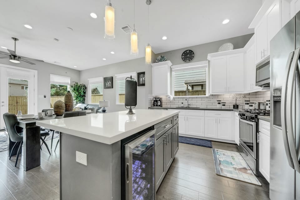 Kitchen island with stocked cooler