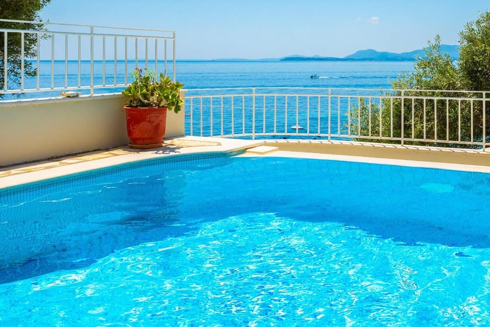 Private pool and terrace with sea views