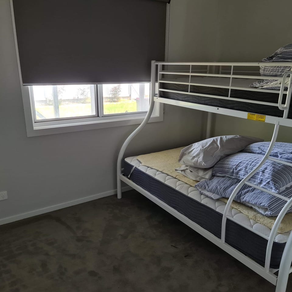 Rear Bedroom downstairs. Bunk with double base and single top bunk 