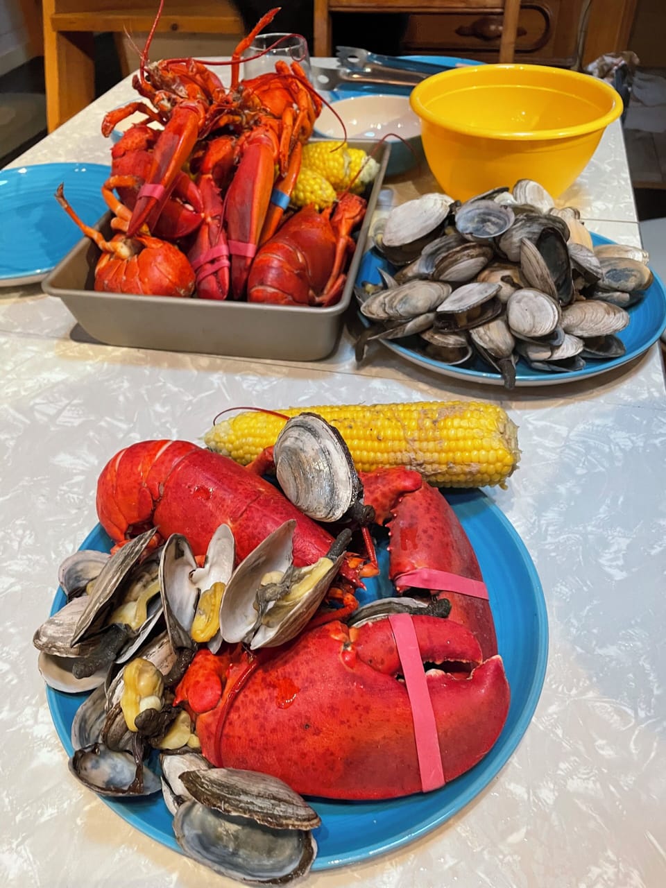 This amazing seafood dinner was prepared by one of our guests!
