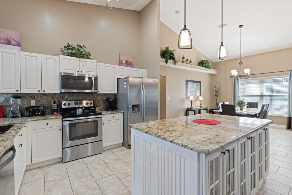 Kitchen with stainless steel appliances