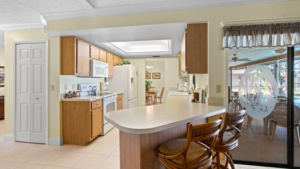 Kitchen bar with seating for two