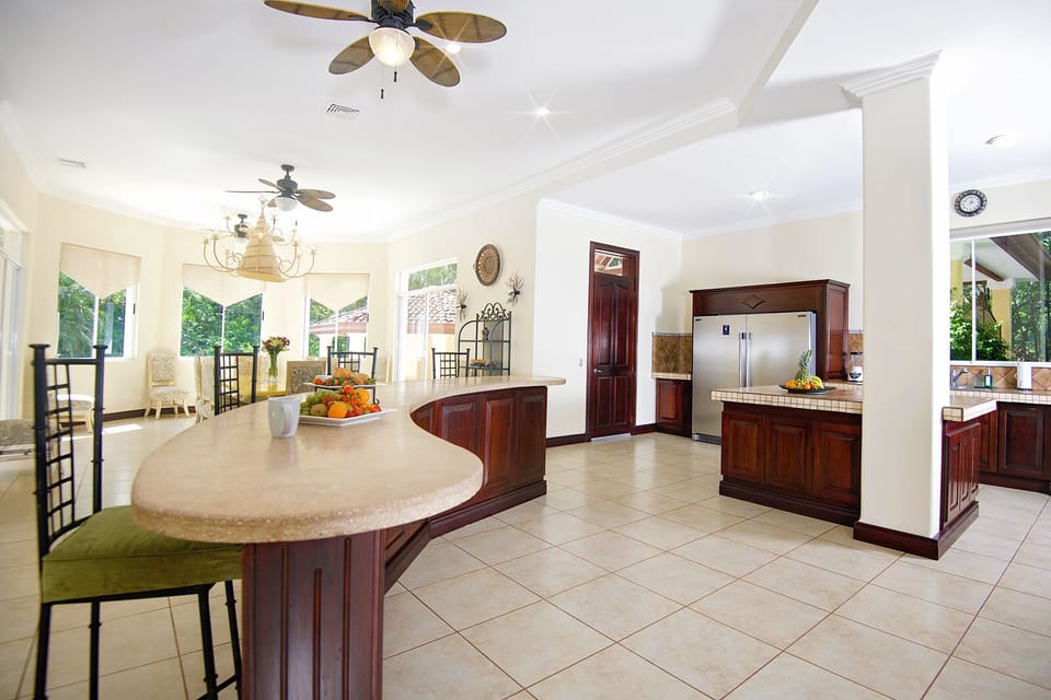 Kitchen bar, at Casa Suenos. Enjoy early breakfast here and have a professional chef taking care of your group
