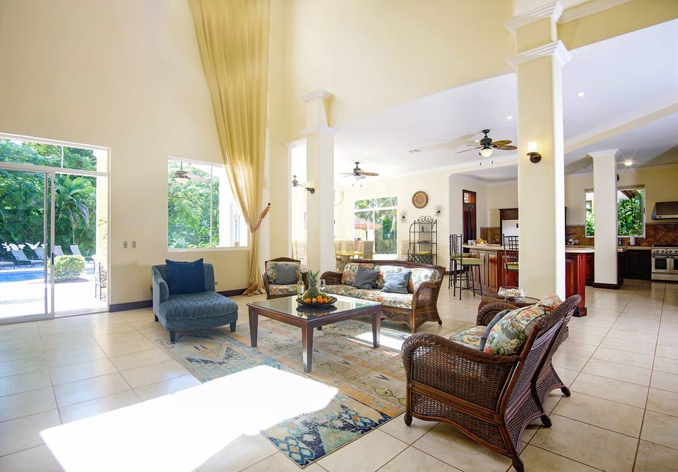 High ceilings living room, comfortable furniture