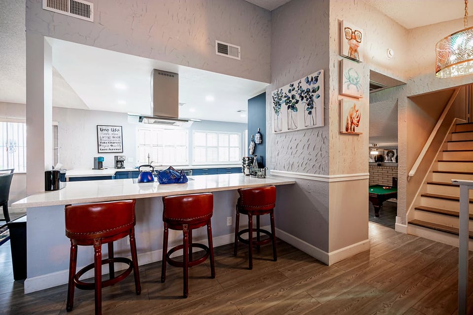 The house is an open concept, so no one is left out of the conversation. 