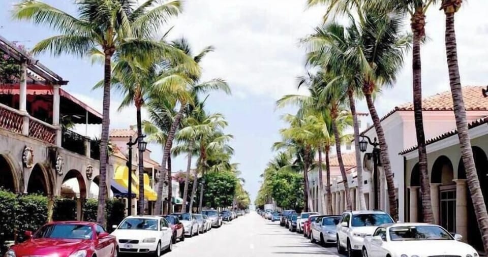 A short drive to the famed shops of Worth Avenue