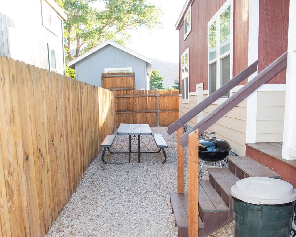 Picnic area with charcoal grill