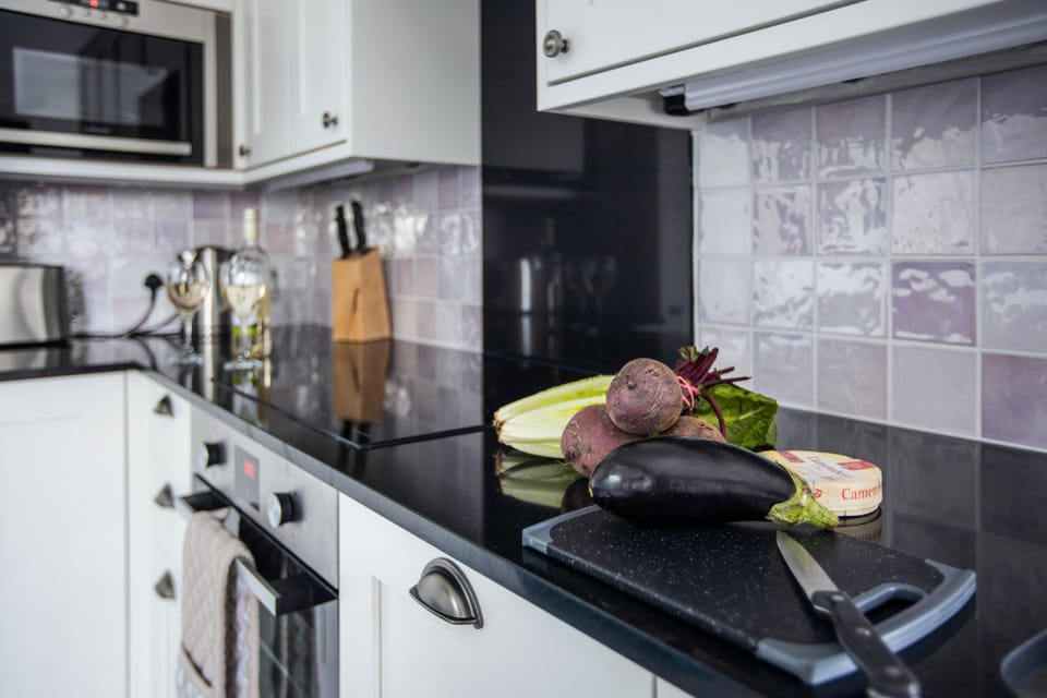 Kitchen fully equipped with built in microwave, fan oven and ceramic hob