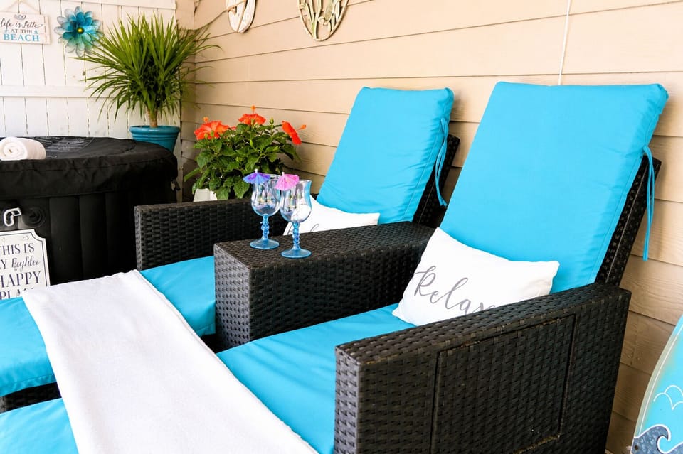 Relax in your patio loungers while soaking in your private slice of paradise.