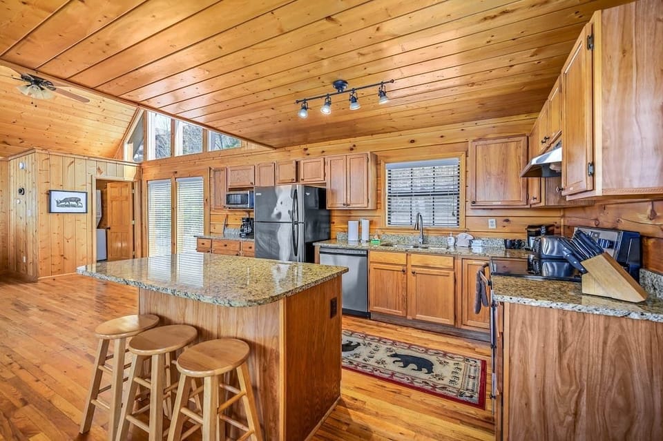 Kitchen with stainless steel appliances