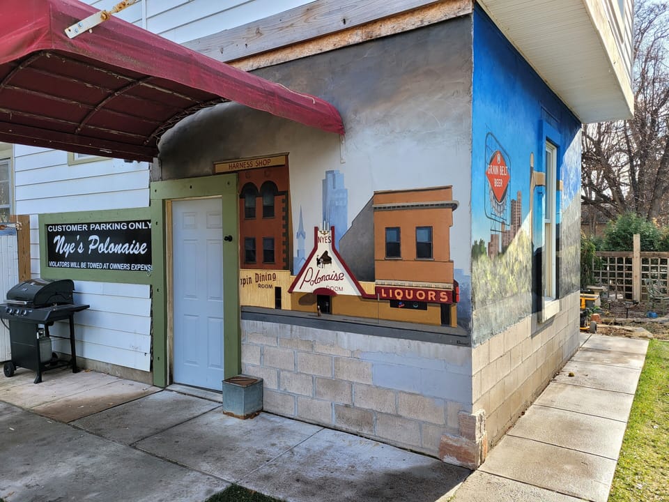 Beautiful murals in the yard, celebrating NE Mpls and its eclectic history.