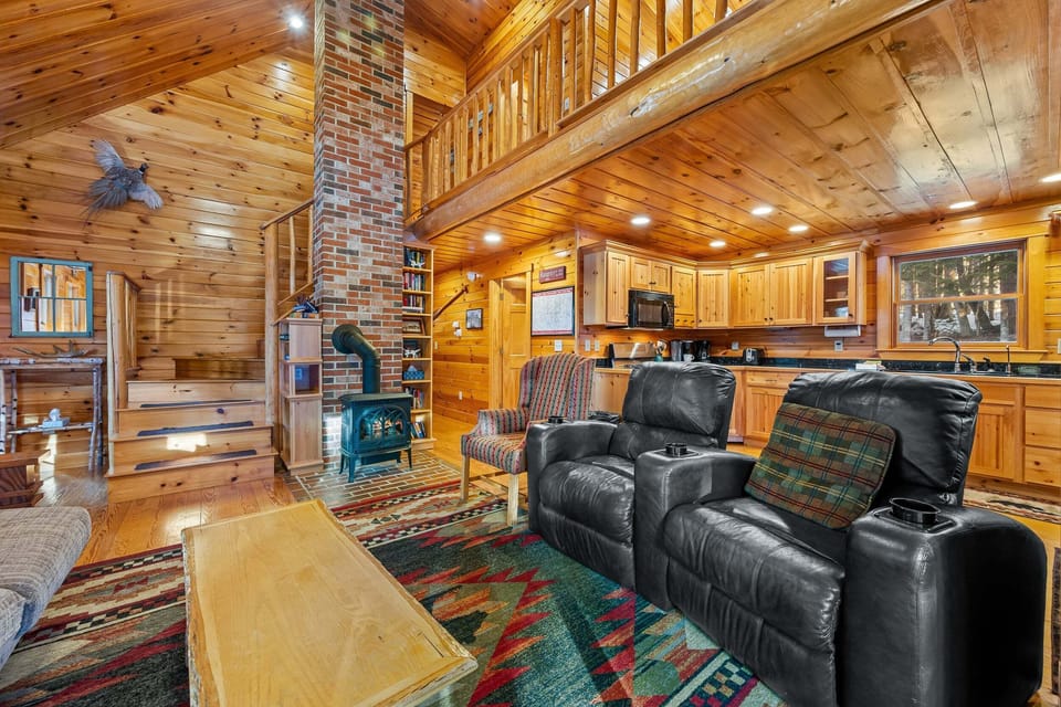 Cozy living room with upper level above