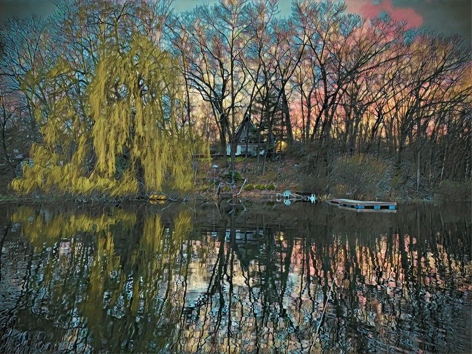 View of cabin from the lake