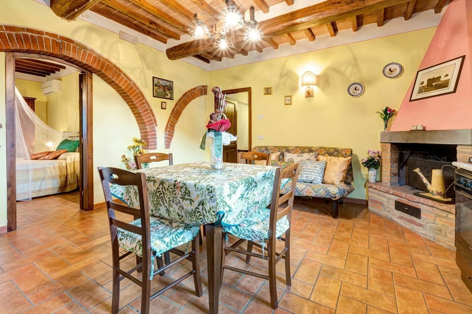 Living room, dining room and kitchen