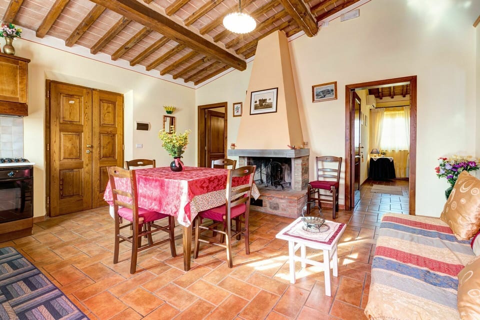 Living room, dining room and kitchen