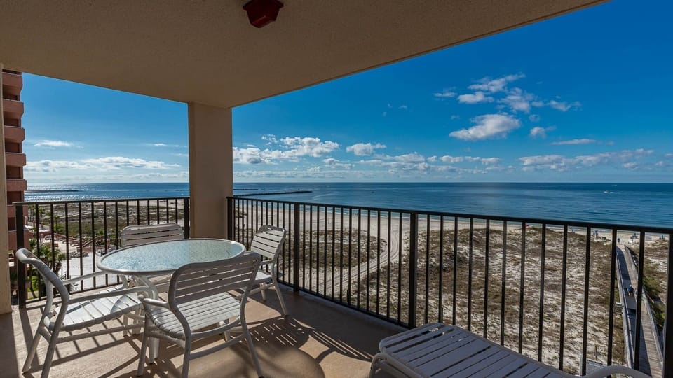 Enjoy meals or morning coffee on the balcony while taking in the tranquil water views and clear blue skies
