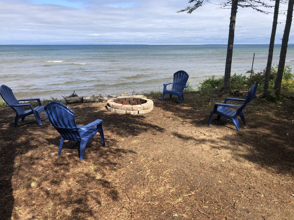 Fire pit overlooking the lake