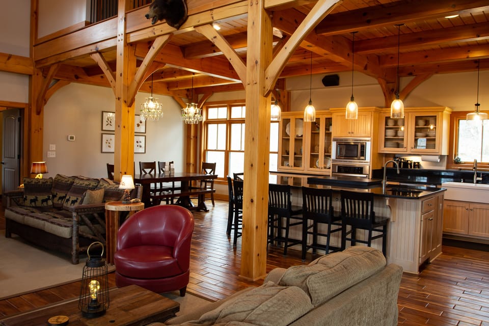 Living area and kitchen