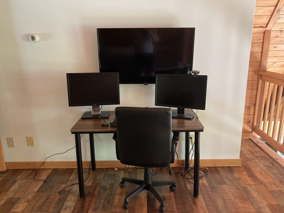Flexcation?  We've got two monitors, a wireless keyboard, mouse and printer