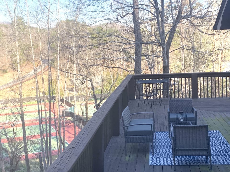Tennis/basketball courts right in front of the house