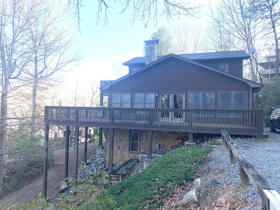 View of house from private parking area