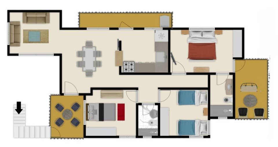 Apartment, 4 Bedrooms, Balcony, City View | Floor plan