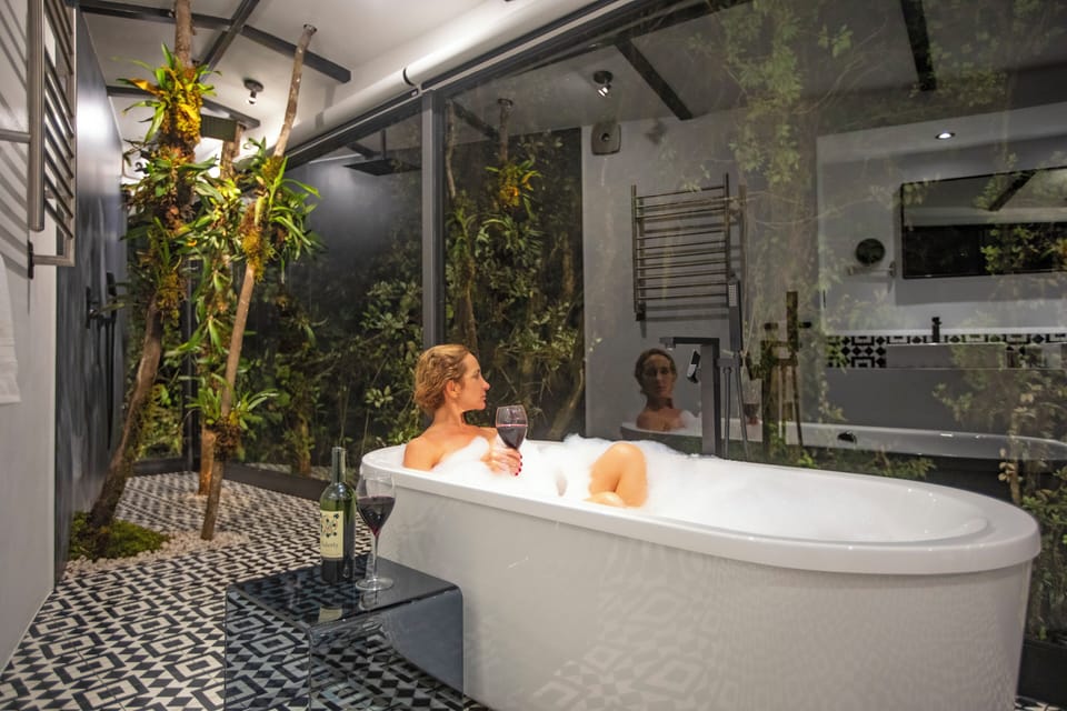 The Terraces | Bathroom | Eco-friendly toiletries, hair dryer, towels, soap