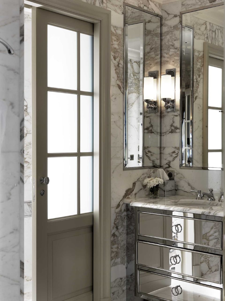 Combined shower/tub, designer toiletries, hair dryer, bathrobes