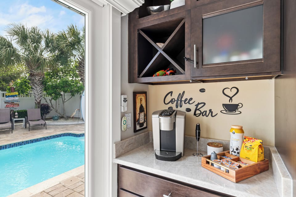 Keurig and regular coffee maker with complimentary pods