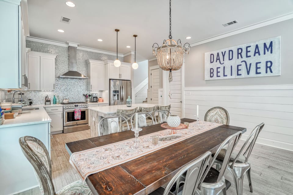 Perfectly positioned between the kitchen and living room