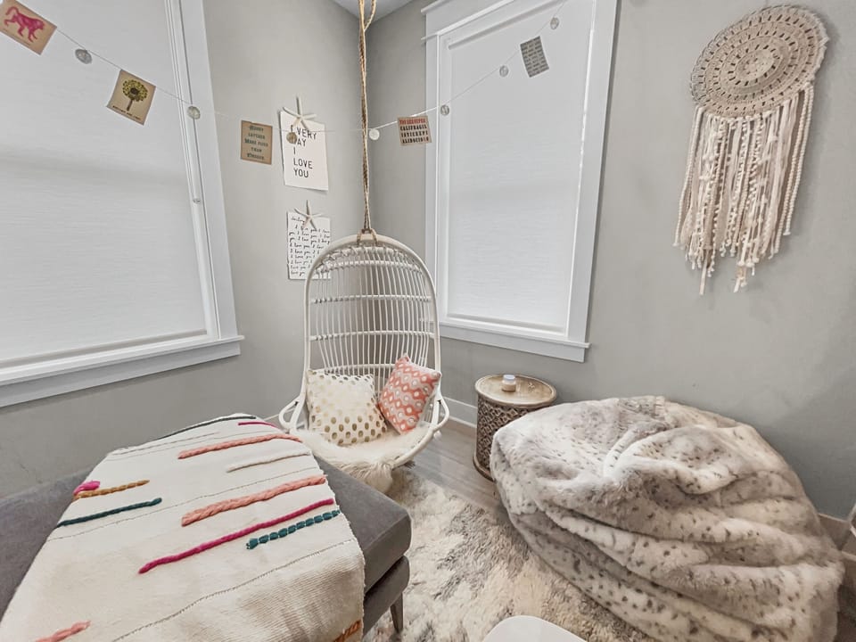 Kids will love the bean bag and hanging chair