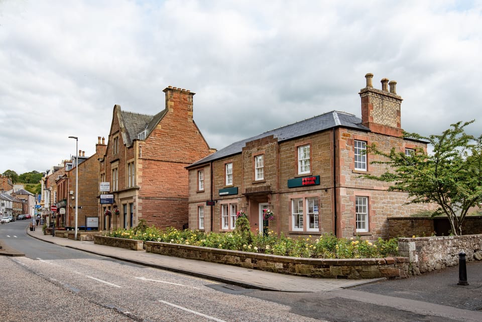 School View - the pretty market town of Melrose with its independent shops, cafes and restaurants
