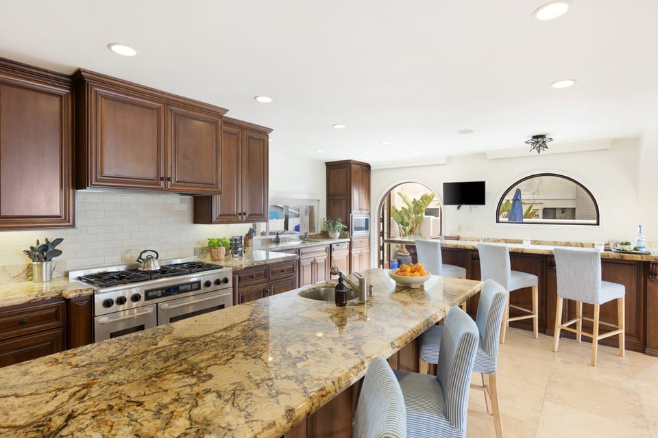 Two counter breakfast bars make room for the whole family!
