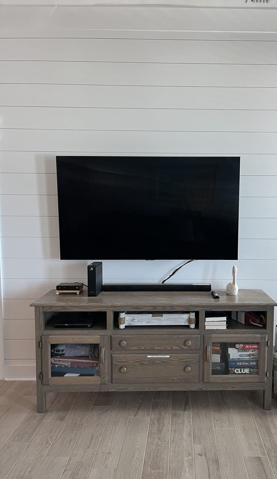 Living room entertainment center and TV