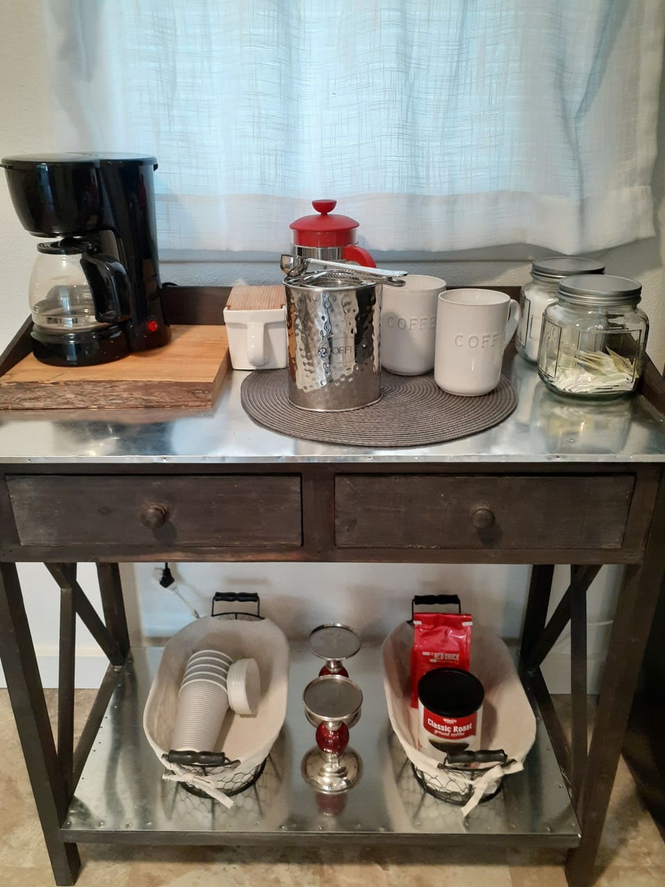 Grab your morning cup of coffee or tea, provided.